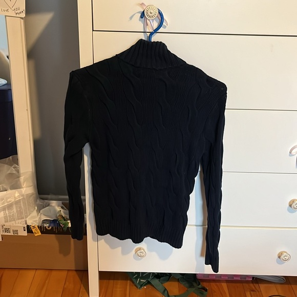 Ralph Lauren cable knit navy blue full zip with red detail. - Picture 2 of 4